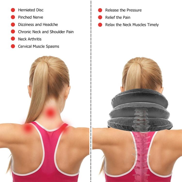 Household Full Cashmere Cervical Traction Instrument Neck Protection Inflatable Cervical Spine Massage Instrument (Rose Red) - free shipping - PMC TechLife - Order now!