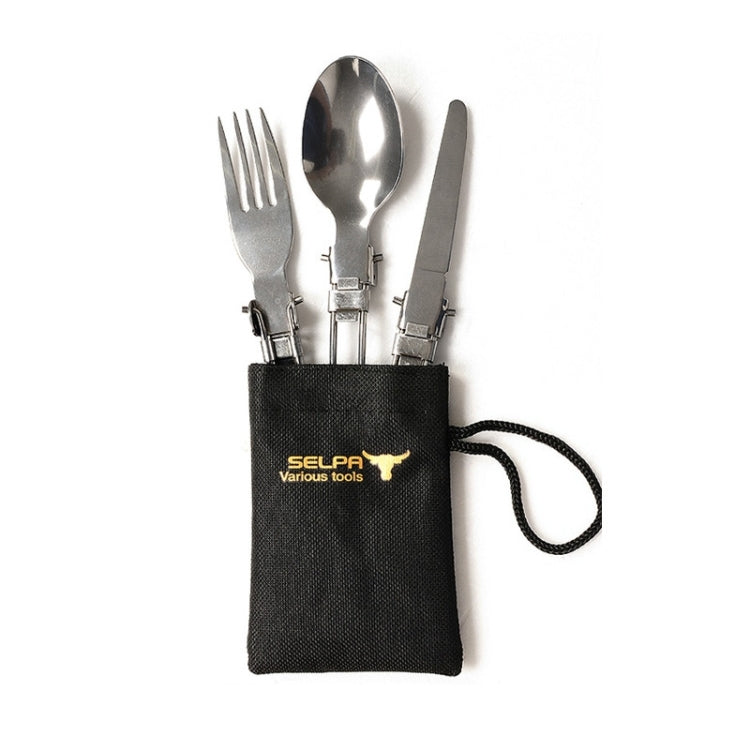 Three-Piece Stainless Steel Foldable Outdoor Cutlery - Cookwares & Tablewares by PMC TechLife | Online Shopping South Africa | PMC TechLife | Buy Now Pay Later Mobicred