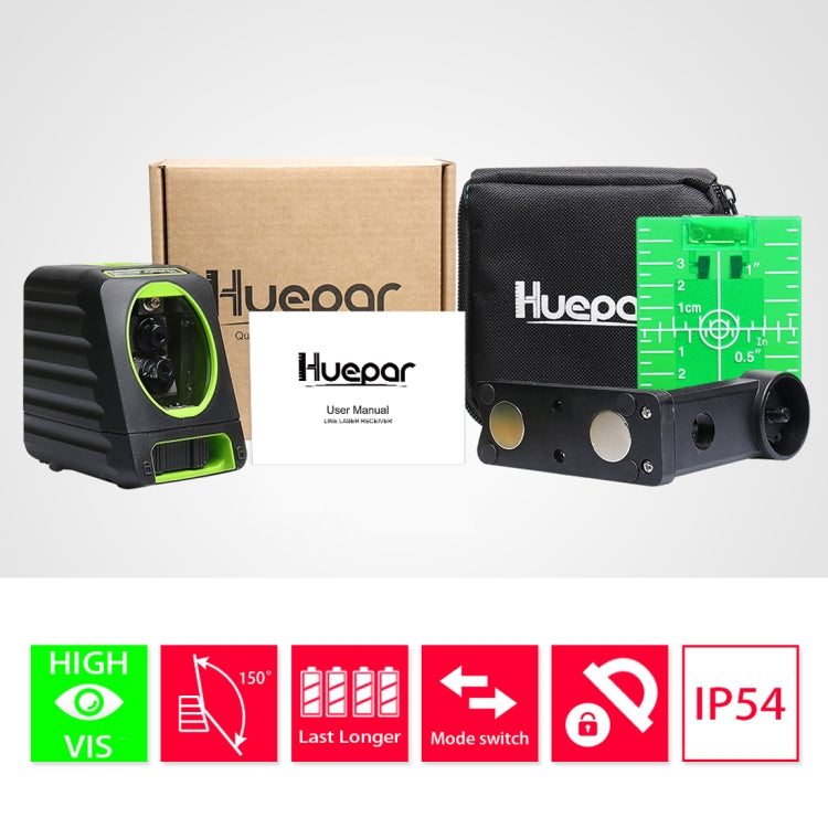 BOX-1G 1V1H 40mW & 10mW 2 Line Green Beam Laser Level Covering Walls and Floors (Green) - Laser Rangefinder by PMC TechLife | Online Shopping South Africa | PMC TechLife | Buy Now Pay Later Mobicred