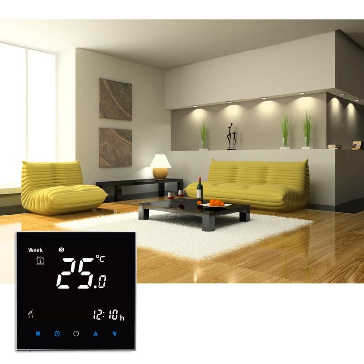 BHT-2001 3A Load Water Heating Type LCD Digital Heating Room Thermostat, Display Clock / Temperature / Time / Week / Heat etc.(Black) - Indoor Thermometer by PMC TechLife | Online Shopping South Africa | PMC TechLife | Buy Now Pay Later Mobicred