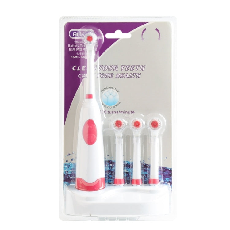 2W Creative Household Waterproof Rotary Electric Toothbrush Set with 4 Replacement Brush Heads & Base, 8500 Revolutions Per Minute(Red) - Toothbrushes by PMC TechLife | Online Shopping South Africa | PMC TechLife | Buy Now Pay Later Mobicred