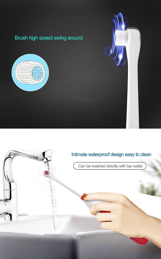 2W Creative Household Waterproof Rotary Electric Toothbrush Set with 4 Replacement Brush Heads & Base, 8500 Revolutions Per Minute(Red) - Toothbrushes by PMC TechLife | Online Shopping South Africa | PMC TechLife | Buy Now Pay Later Mobicred