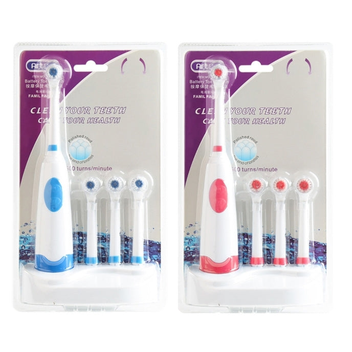 2W Creative Household Waterproof Rotary Electric Toothbrush Set with 4 Replacement Brush Heads & Base, 8500 Revolutions Per Minute(Red) - Toothbrushes by PMC TechLife | Online Shopping South Africa | PMC TechLife | Buy Now Pay Later Mobicred