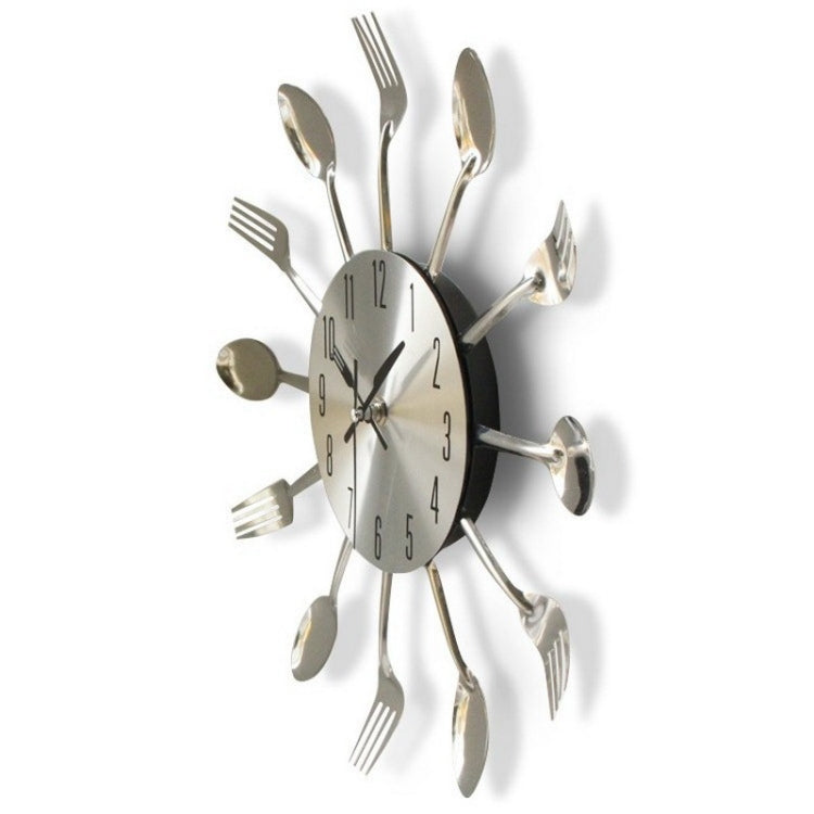 Creative Restaurant Kitchen Living Room Stainless Steel Knife and Fork Quartz Wall Clock - Wall Clock by PMc TechLife | Online Shopping South Africa | PMc TechLife | Buy Now Pay Later Mobicred