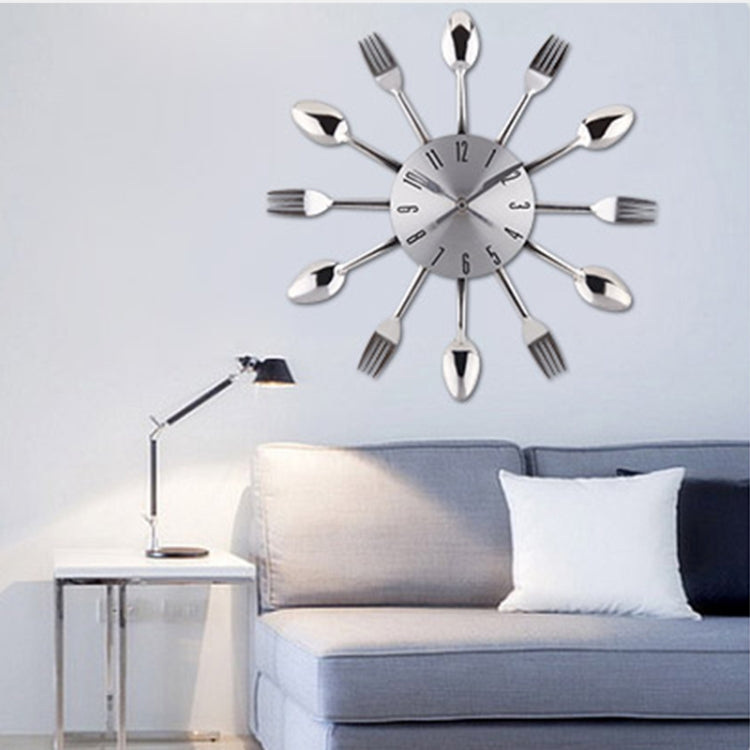 Creative Restaurant Kitchen Living Room Stainless Steel Knife and Fork Quartz Wall Clock - Wall Clock by PMc TechLife | Online Shopping South Africa | PMc TechLife | Buy Now Pay Later Mobicred