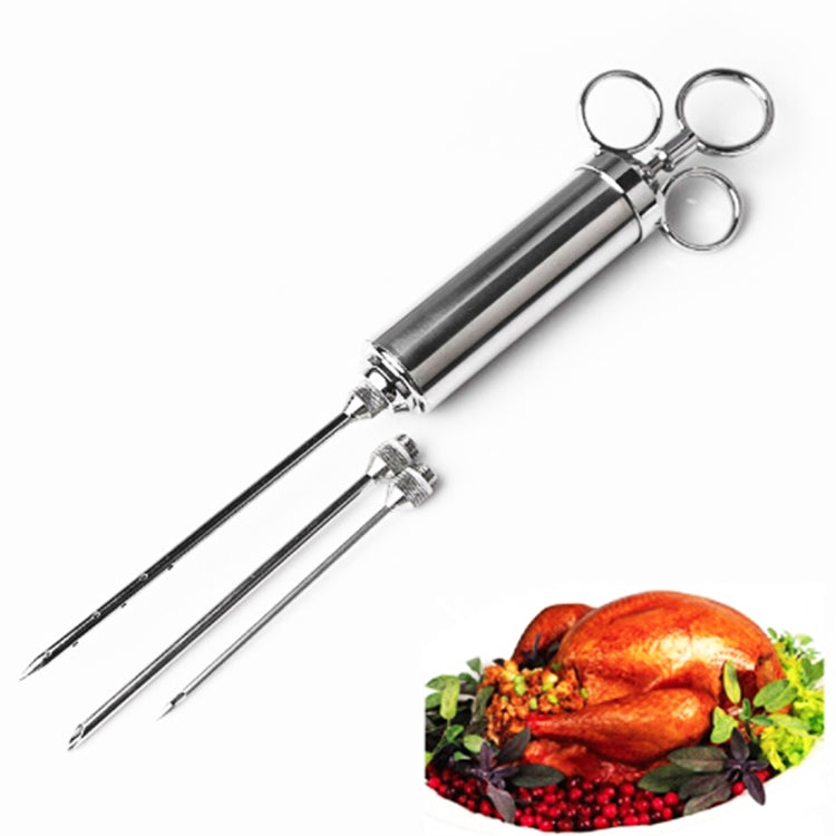60ml Stainless Steel Syringe Dual Needles Condiment Turkey Meat Injector Cooking Tools (Silver) - Gadgets by PMC TechLife | Online Shopping South Africa | PMC TechLife | Buy Now Pay Later Mobicred