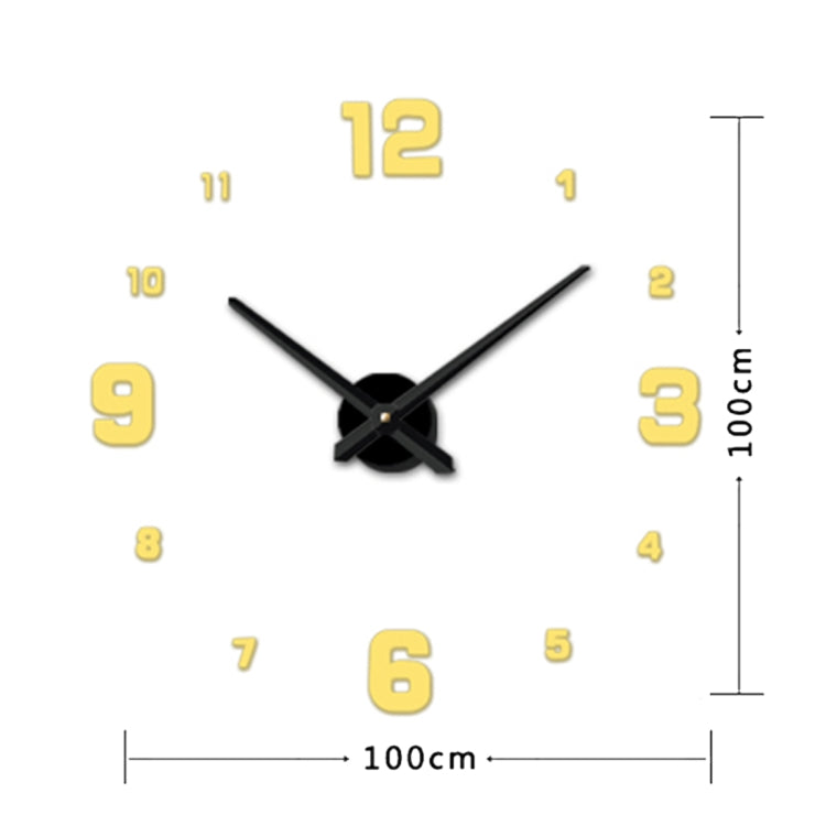 Bedroom Home Decoration Mirrored Number Frameless Large 3D DIY Wall Sticker Mute Clock, Size: 100*100cm(Gold) - DIY Clocks by PMc TechLife | Online Shopping South Africa | PMc TechLife | Buy Now Pay Later Mobicred