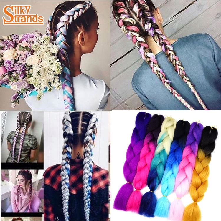 Fashion Color Gradient Individual Braid Wigs Chemical Fiber Big Braids, Length: 60cm(54Black+White) - free shipping - PMC TechLife - Order now!