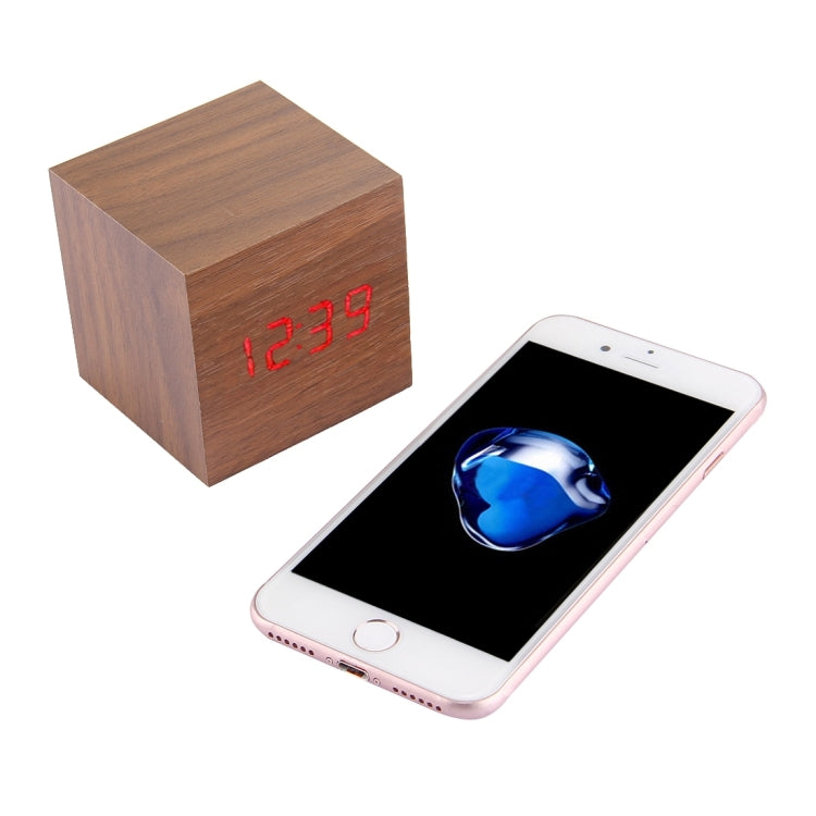 Wood Clock Desk Table LED Digital Display Alarm Clock with Time & Date & Temperature Display(Brown) - Alarm Clocks by PMc TechLife | Online Shopping South Africa | PMc TechLife | Buy Now Pay Later Mobicred
