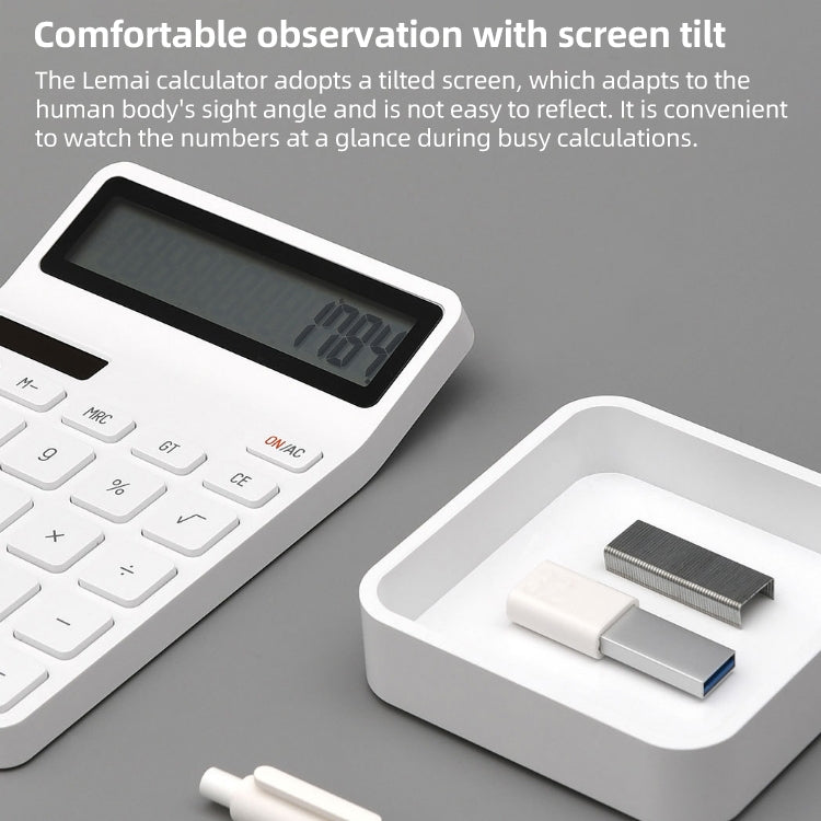 Original Xiaomi Youpin LEMO Rice Calculator 12-bit LED Display ABS Material 6 Degree Angle(White) - Calculator by Xiaomi | Online Shopping South Africa | PMC TechLife | Buy Now Pay Later Mobicred