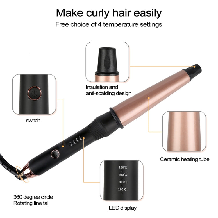 1-1.5 inch Conical Ceramic Hair Curler with Heat-resistant Gloves , UK Plug (Rose Gold) - free shipping - PMC TechLife - Order now!