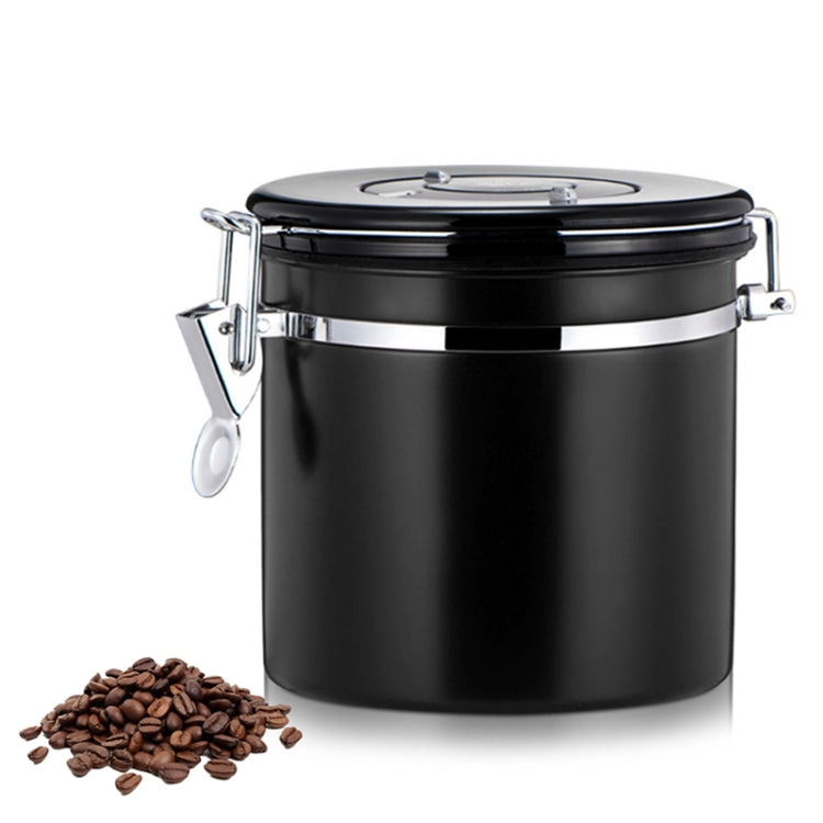 800ml Stainless Steel Sealed Food Coffee Grounds Bean Storage Container with Built-in CO2 Gas Vent Valve & Calendar(Black) - Coffee Tools by PMC TechLife | Online Shopping South Africa | PMC TechLife | Buy Now Pay Later Mobicred