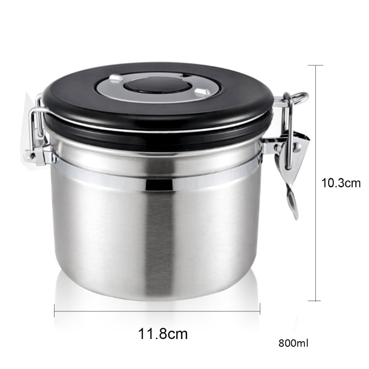 800ml Stainless Steel Sealed Food Coffee Grounds Bean Storage Container with Built-in CO2 Gas Vent Valve & Calendar (Silver) - Coffee Machine & Accessories by PMC TechLife | Online Shopping South Africa | PMC TechLife | Buy Now Pay Later Mobicred