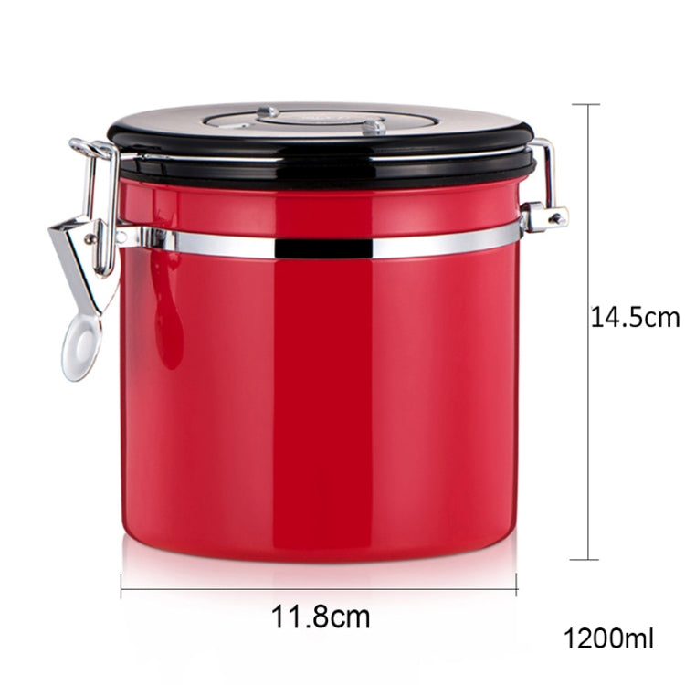 1200ml Stainless Steel Sealed Food Coffee Grounds Bean Storage Container with Built-in CO2 Gas Vent Valve & Calendar (Red) - Coffee Tools by PMC TechLife | Online Shopping South Africa | PMC TechLife | Buy Now Pay Later Mobicred