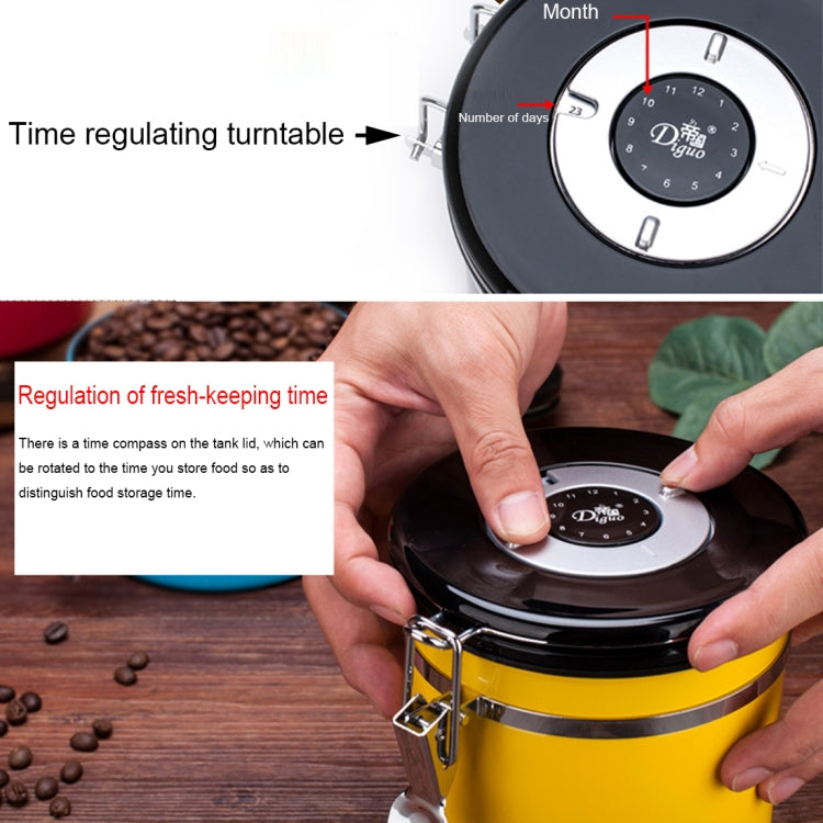 1200ml Stainless Steel Sealed Food Coffee Grounds Bean Storage Container with Built-in CO2 Gas Vent Valve & Calendar (Silver) - Coffee Tools by PMC TechLife | Online Shopping South Africa | PMC TechLife | Buy Now Pay Later Mobicred