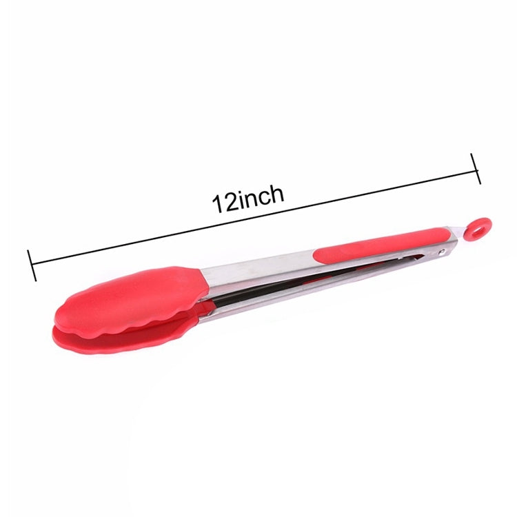 12 inch Silicone Non-slip Food Bread Barbecue BBQ Clip Tongs Kitchen Tools(Red) - Food Clips & Clips by PMC TechLife | Online Shopping South Africa | PMC TechLife | Buy Now Pay Later Mobicred