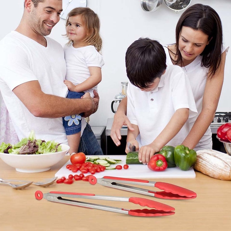 12 inch Silicone Non-slip Food Bread Barbecue BBQ Clip Tongs Kitchen Tools(Red) - Food Clips & Clips by PMC TechLife | Online Shopping South Africa | PMC TechLife | Buy Now Pay Later Mobicred