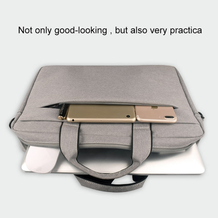 Breathable Wear-resistant Thin and Light Fashion Shoulder Handheld Zipper Laptop Bag with Shoulder Strap, For 14.0 inch and Below Macbook, Samsung, Lenovo, Sony, DELL Alienware, CHUWI, ASUS, HP (Grey) - 14.1 inch by PMC Jewellery | Online Shopping South Africa | PMC Jewellery | Buy Now Pay Later Mobicred