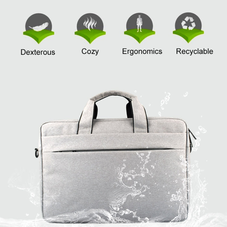 Breathable Wear-resistant Thin and Light Fashion Shoulder Handheld Zipper Laptop Bag with Shoulder Strap, For 14.0 inch and Below Macbook, Samsung, Lenovo, Sony, DELL Alienware, CHUWI, ASUS, HP (Grey) - 14.1 inch by PMC Jewellery | Online Shopping South Africa | PMC Jewellery | Buy Now Pay Later Mobicred