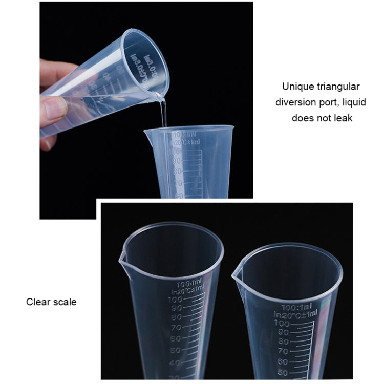 10 PCS 100ml Food Grade PP Plastic Flask Digital Cone Measuring Cup Cylinder Scale Measure Glass Lab Laboratory Tools(Transparent) - Gadgets by PMC TechLife | Online Shopping South Africa | PMC TechLife | Buy Now Pay Later Mobicred