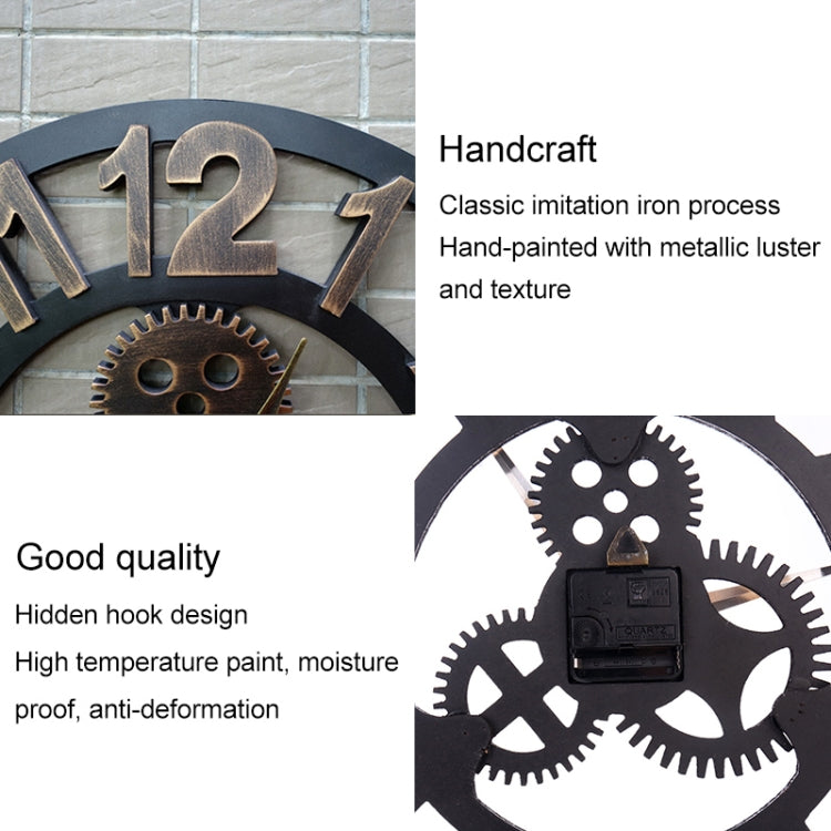 Retro Wooden Round Single-sided Gear Clock Number Wall Clock, Diameter: 50cm (Silver) - Wall Clock by PMc TechLife | Online Shopping South Africa | PMc TechLife | Buy Now Pay Later Mobicred