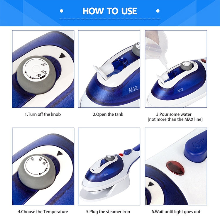 Multifunction Household Handheld Steamer Travel Portable Hand - Held Steam Hanging Hot Machine Ceramic Bottom with Flannelette Brush & Hair Brush & Measuring Cup,US Plug(Blue) - free shipping - PMC TechLife - Order now!
