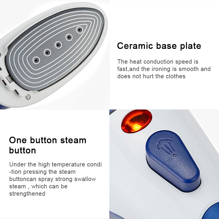 Multifunction Household Handheld Steamer Travel Portable Hand - Held Steam Hanging Hot Machine Ceramic Bottom with Flannelette Brush & Hair Brush & Measuring Cup,EU Plug(Blue) - free shipping - PMC TechLife - Order now!