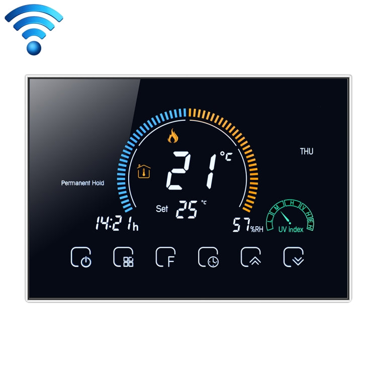 BHT-8000-GCLW Controlling Water/Gas Boiler Heating Energy-saving and Environmentally-friendly Smart Home Negative Display LCD Screen Round Room Thermostat with WiFi(Black) - free shipping - PMC Jewellery - Order now!