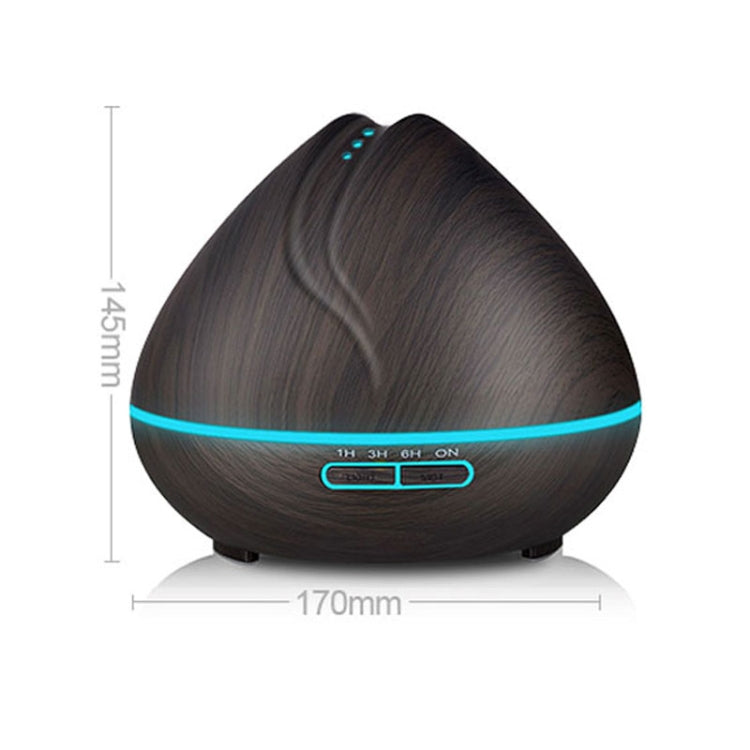 Peach Shape Wood Grain Remote Control Ultrasonic Humidifier Aromatherapy Machine Automatic Alcohol Sprayer with LED Lights, Capacity: 400mL, AU Plug (Dark Wood Color) - free shipping - PMC TechLife - Order now!