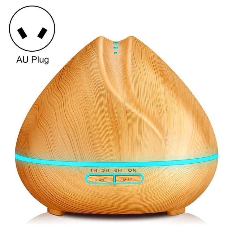 Peach Shape Wood Grain Remote Control Ultrasonic Humidifier Aromatherapy Machine Automatic Alcohol Sprayer with LED Lights, Capacity: 400mL, AU Plug (Light Wood Color) - free shipping - PMC TechLife - Order now!