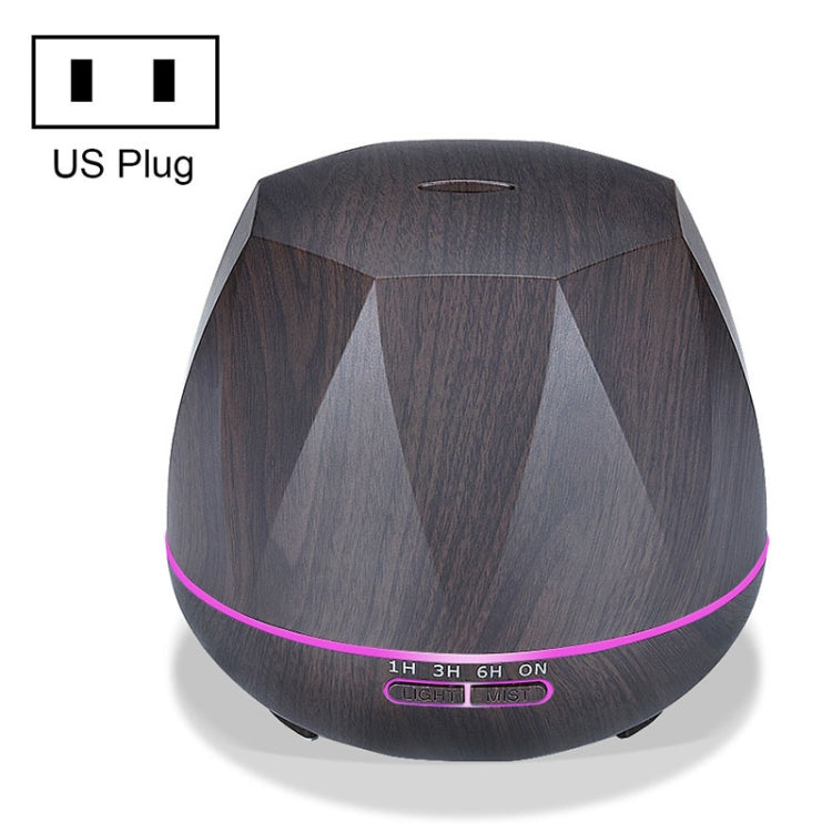 Diamond Wood Grain Remote Control Ultrasonic Humidifier Aromatherapy Machine Automatic Alcohol Sprayer with LED Lights, Capacity: 400mL, US Plug (Dark Wood Color) - free shipping - PMC TechLife - Order now!