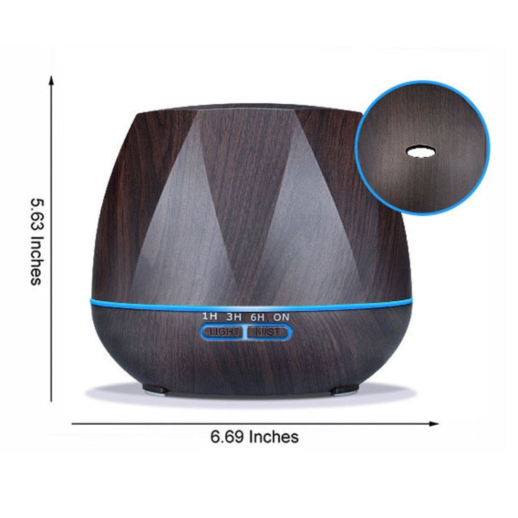 Diamond Wood Grain Remote Control Ultrasonic Humidifier Aromatherapy Machine Automatic Alcohol Sprayer with LED Lights, Capacity: 400mL, US Plug (Dark Wood Color) - free shipping - PMC TechLife - Order now!