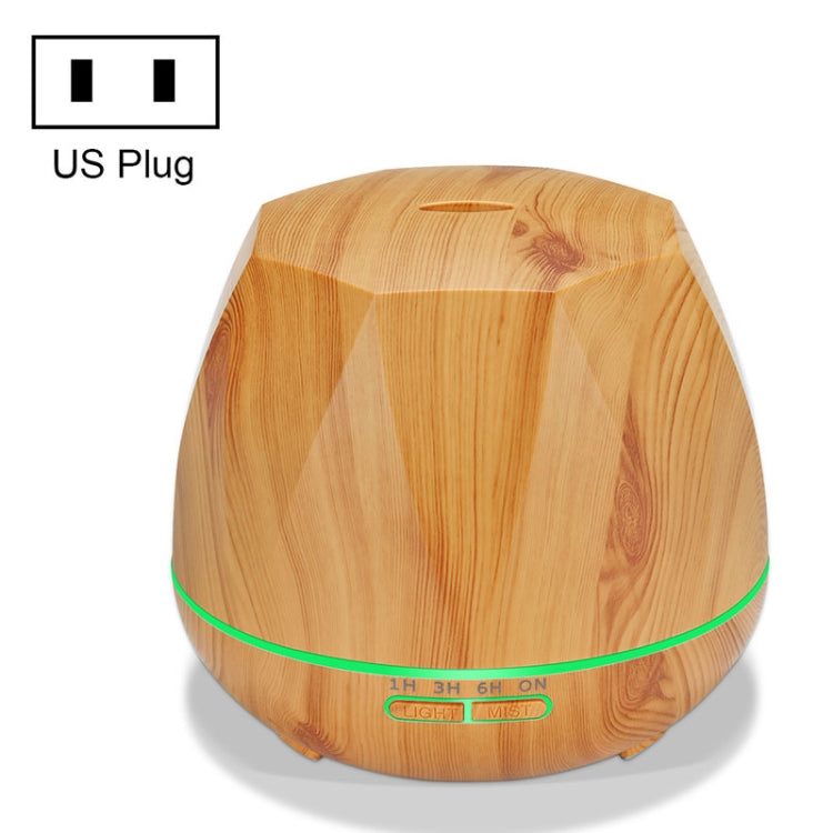 Diamond Wood Grain Remote Control Ultrasonic Humidifier Aromatherapy Machine Automatic Alcohol Sprayer with LED Lights, Capacity: 400mL, US Plug (Light Wood Color) - free shipping - PMC TechLife - Order now!