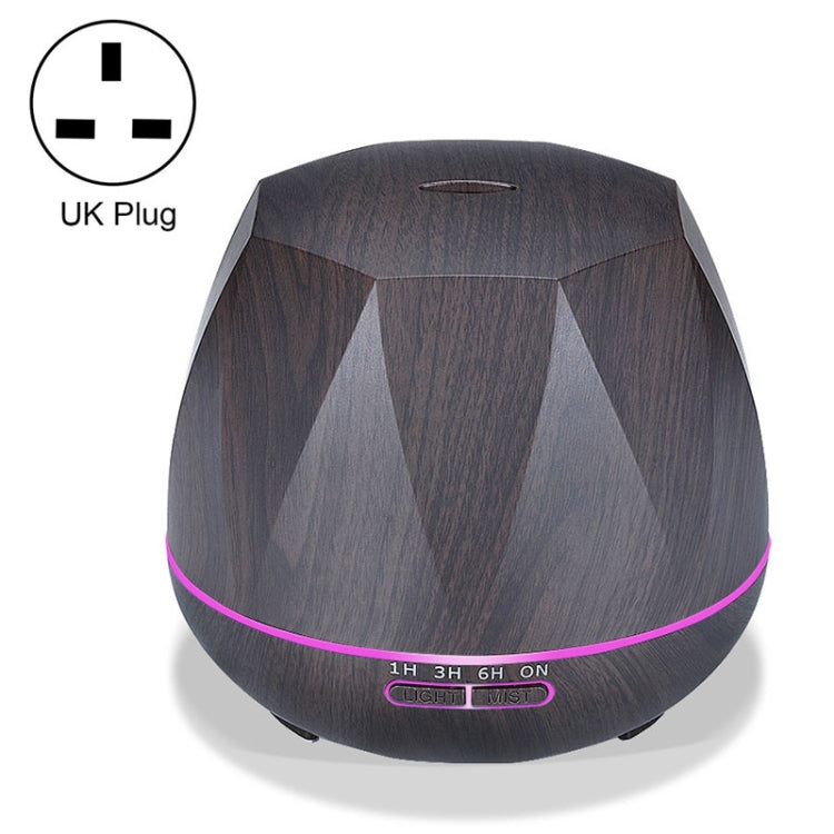 Diamond Wood Grain Remote Control Ultrasonic Humidifier Aromatherapy Machine Automatic Alcohol Sprayer with LED Lights, Capacity: 400mL, UK Plug (Dark Wood Color) - free shipping - PMC TechLife - Order now!