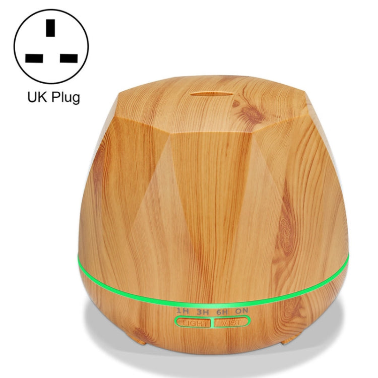 Diamond Wood Grain Remote Control Ultrasonic Humidifier Aromatherapy Machine Automatic Alcohol Sprayer with LED Lights, Capacity: 400mL, UK Plug (Light Wood Color) - free shipping - PMC TechLife - Order now!