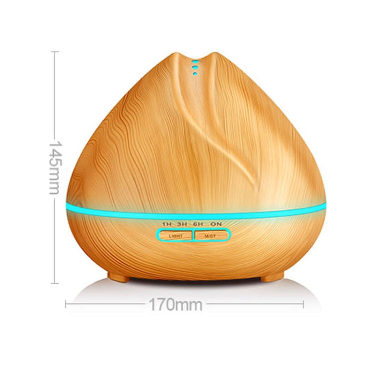 Peach Shape Wood Grain Remote Control Ultrasonic Humidifier Aromatherapy Machine Automatic Alcohol Sprayer with LED Lights, Capacity: 400mL, UK Plug (Light Wood Color) - free shipping - PMC TechLife - Order now!