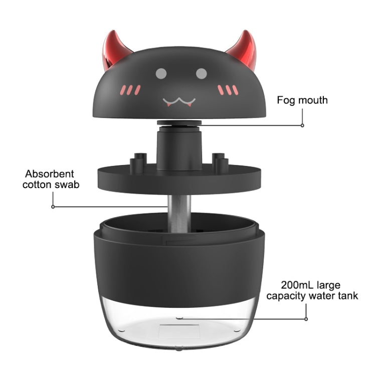 WT-H21 Devil Atomizing Humidifier with Colorful Night Lights, Water Tank Capacity: 200mL(Black) - free shipping - PMC TechLife - Order now!