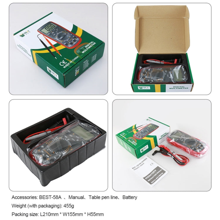 Repair Tools for Mobile & Tablet, BEST-58A Multi Function Digital Multimeter - Current & Voltage Tester by BEST | Online Shopping South Africa | PMC TechLife | Buy Now Pay Later Mobicred