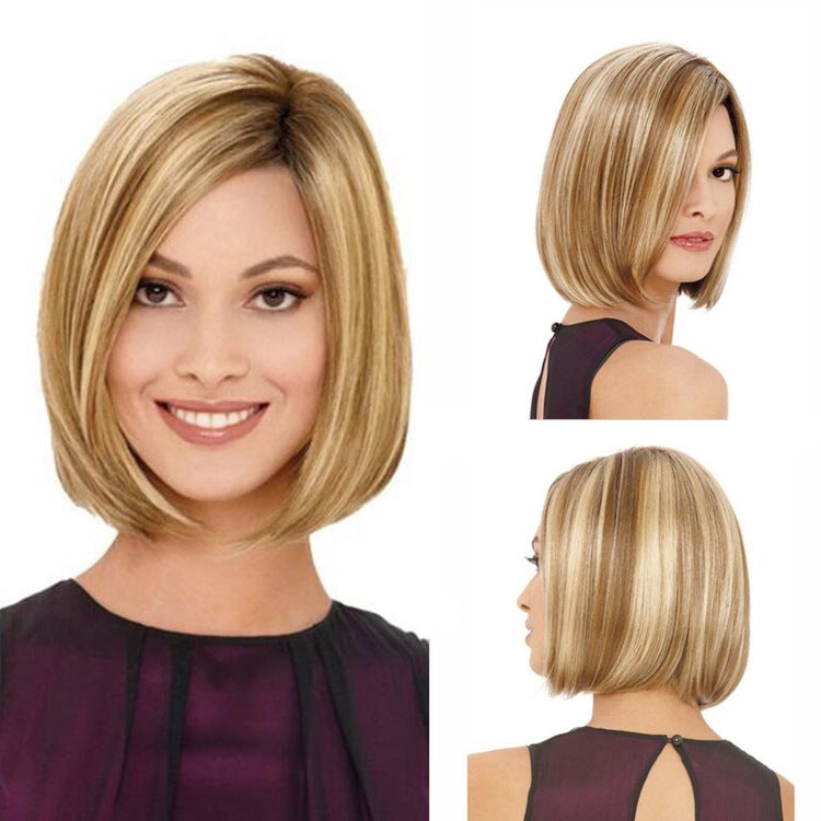 Bob Haircut Wig Headgear for Women (Linen Gold) - free shipping - PMC TechLife - Order now!