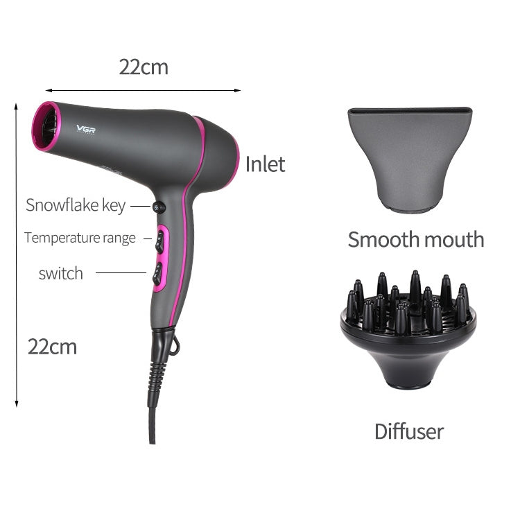 VGR V-402 2200W Household Negative Ion Hair Dryers with 6 Gear Adjustment, Plug Type: EU Plug - free shipping - PMC TechLife - Order now!