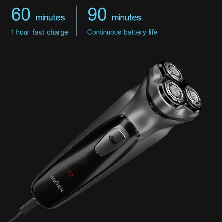 Original Xiaomi ENCHEN Water Proof Triple Rotary Double Ring Blade Shaving Head Electric Rechargeable Shaver For Men(Black) - Electric Shavers by Xiaomi | Online Shopping South Africa | PMC TechLife | Buy Now Pay Later Mobicred