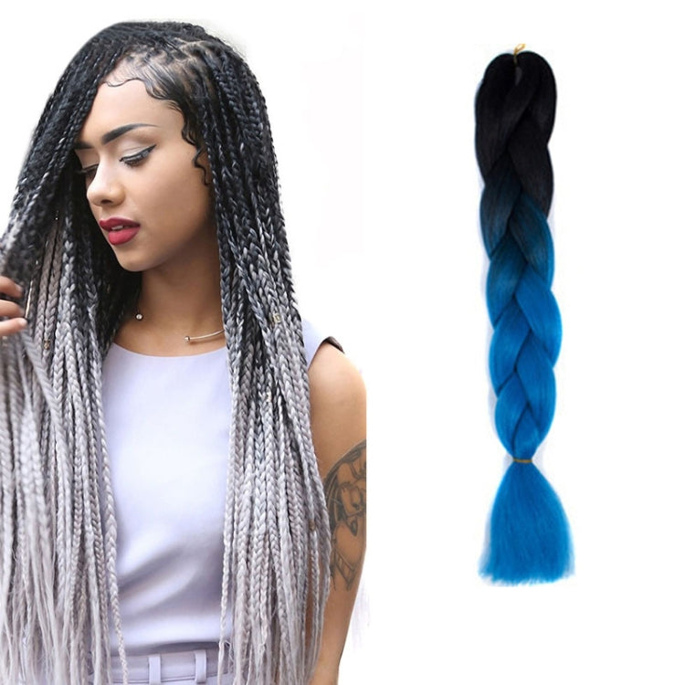 Fashion Color Gradient Individual Braid Wigs Chemical Fiber Big Braids, Length: 60cm(57 Black+Lake Blue) - free shipping - PMC TechLife - Order now!