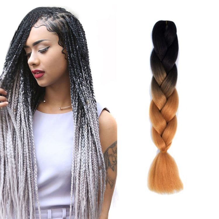 Fashion Color Gradient Individual Braid Wigs Chemical Fiber Big Braids, Length: 60cm(48 Black+Yellow Brown) - free shipping - PMC TechLife - Order now!