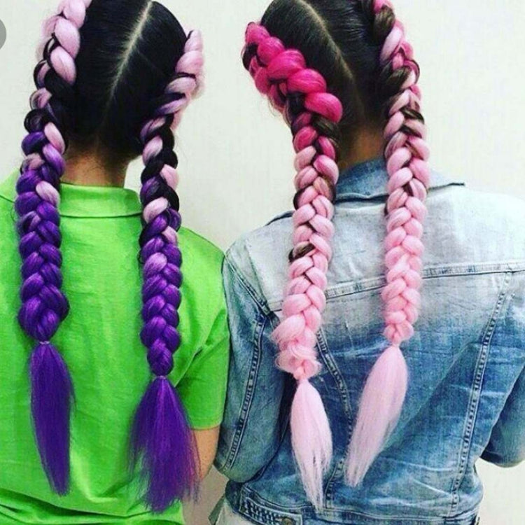 Fashion Color Gradient Individual Braid Wigs Chemical Fiber Big Braids, Length: 60cm(44 Black+Pink+Purple) - free shipping - PMC TechLife - Order now!