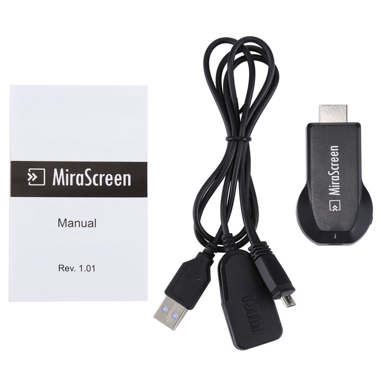 MiraScreen WiFi Display Dongle / Miracast Airplay DLNA Display Receiver Dongle Wireless Mirroring Screen Device with 2 in 1 USB Cable (Black) - Wireless Display Dongle by PMC TechLife | Online Shopping South Africa | PMC TechLife | Buy Now Pay Later Mobicred