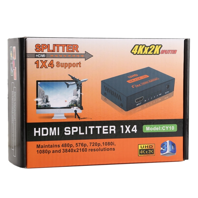 CY10 UHD 4K x 2K 3D 1 x 4 HDMI Splitter (US Plug) - Splitter by PMC TechLife | Online Shopping South Africa | PMC TechLife | Buy Now Pay Later Mobicred