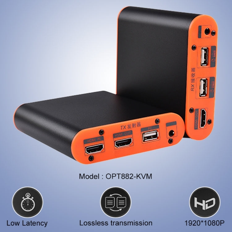 OPT882-KVM HDMI Extender (Receiver & Sender) Fiber Optic Extender with USB Port and KVM Function, Transmission Distance: 20KM (EU Plug) - Amplifier by PMC TechLife | Online Shopping South Africa | PMC TechLife | Buy Now Pay Later Mobicred
