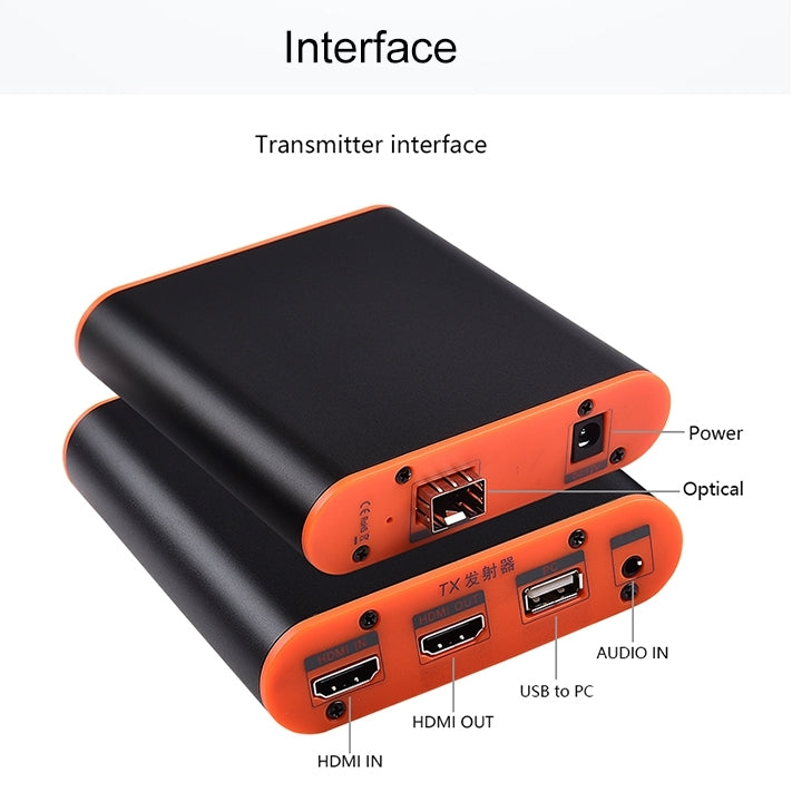 OPT882-KVM HDMI Extender (Receiver & Sender) Fiber Optic Extender with USB Port and KVM Function, Transmission Distance: 20KM (EU Plug) - Amplifier by PMC TechLife | Online Shopping South Africa | PMC TechLife | Buy Now Pay Later Mobicred