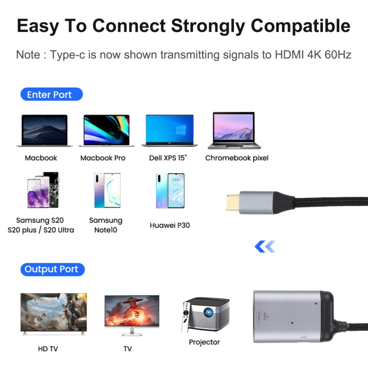 4K 60Hz USB-C / Type-C to HDMI + PD Data Sync Adapter Cable - Cable & Adapters by PMC Jewellery | Online Shopping South Africa | PMC Jewellery | Buy Now Pay Later Mobicred