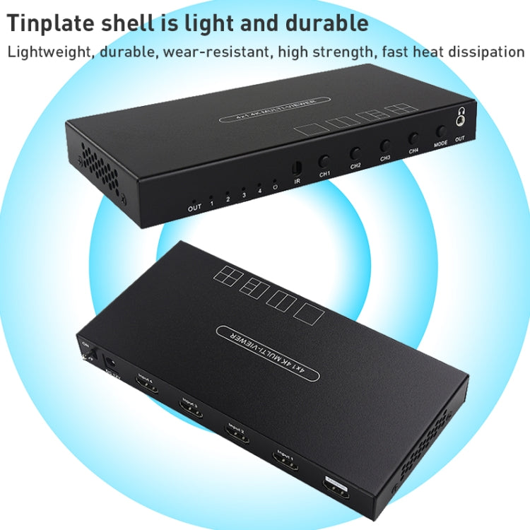 Measy MV4341 4K 30Hz 4 In 1 Out HDMI Quad Screen Splitter, Plug Type: US Plug (Black) - free shipping - PMC Jewellery - Order now!